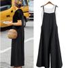 Tuta da donna con spalline Estate Monocolore Pantaloni a gamba larga Salopette Overall casual larga senza maniche Cotone Lino Tute Taglie forti