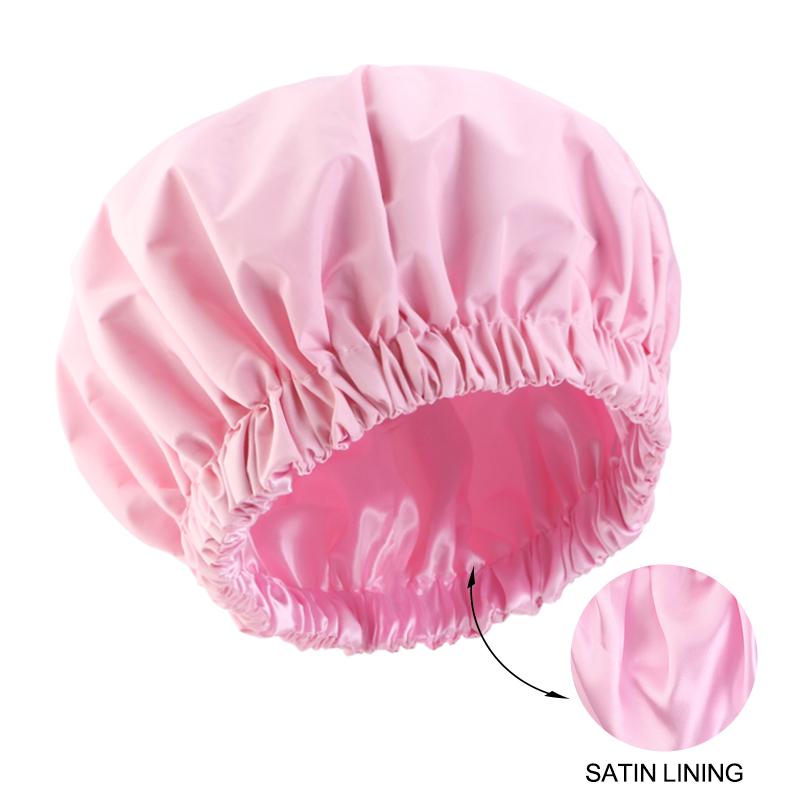 

НОВЫЕ двухслойные однотонные шапочки для душа, водонепроницаемые шапочки для ванны, многоразовые шапочки для душа для женщин, дам, для спа-салона розовый