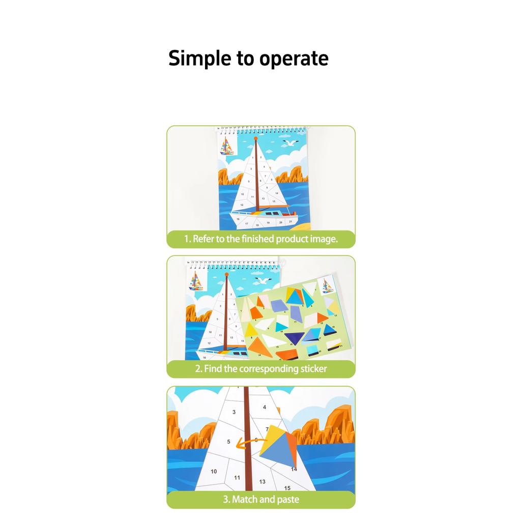 3D Geometry Collage Sticker Book Handmade Cartoon Animal Traffic Sticker Puzzle Toys Enhance Focus Training Enlightenment Gifts