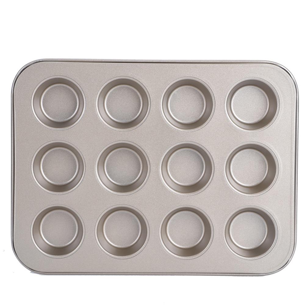 Stampo per Cupcake da 12 Tazze in Acciaio al Carbonio Teglia per Dolci Stampini per Crostatine Muffin Realizzazione Cupcakes
