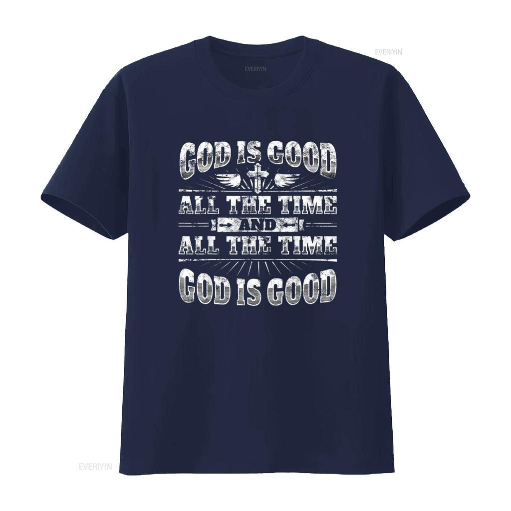 Cool Christian Saying T Shirt God Is Good All The Time Vintage Washed Streetwear Soft Top For Everyday Wear Designer Clothes