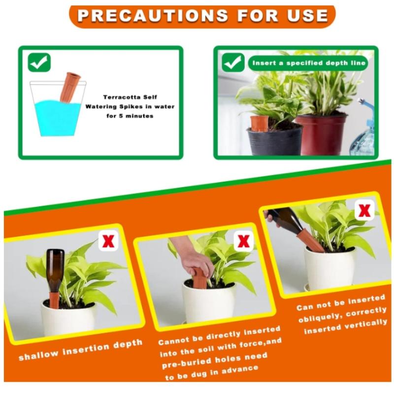 Plant Self-Watering Stakes-4 Pack Terracotta Automatic  Waterer Devices Auto-Water Irrigation System for Indoor/Outdoor Plants