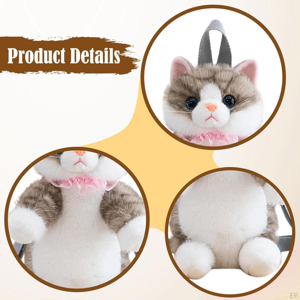 Cat Backpack, Functional Stuffed Animal Bag, Realistic Doll And Secure Storage for Women, Suitable