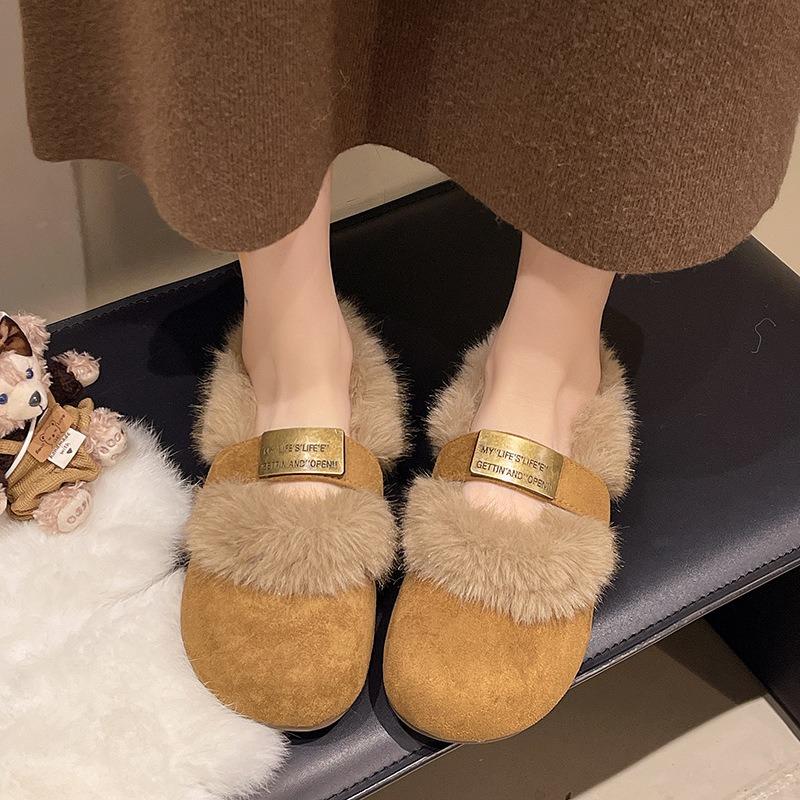 Huge good-looking thick-soled velvet women wear new autumn and winter lazy people with fluffy cotton shoes