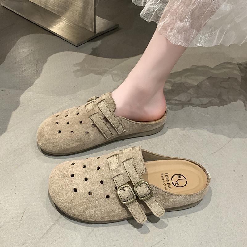 Summer flat-bottomed casual bag head hole shoes breathable half slippers women's shoes simple and versatile and comfortable one-pedal beach drag