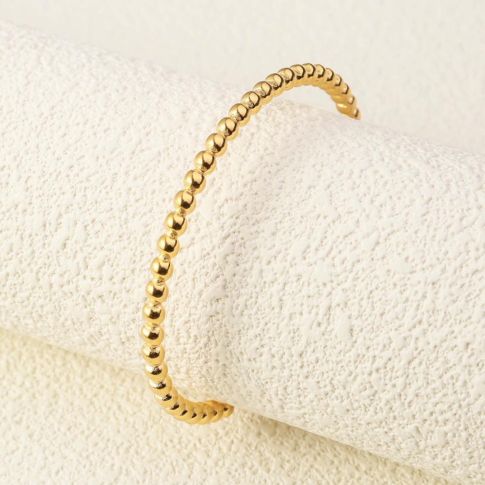 New Titanium Steel Bamboo Joint Open Bangle - Simple Korean Style Trendy Bracelet for Women. золотой