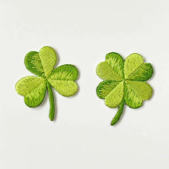 Embroidered Patch Four Leaf Clovers Iron-on Patch Self Adhesive Clovers Embroidered Appliques DIY