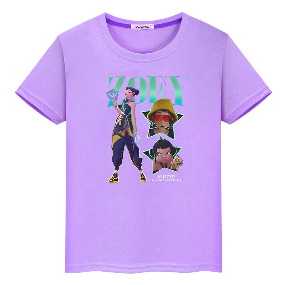 Kpop Dämonenjäger Saja Boys Druck Süße Oberteile T-Shirt für Kinder Jungen 10 Jahre Kawaii T-Shirts 100% Baumwolle Anime Kurz Y2k Mädchen Kleidung