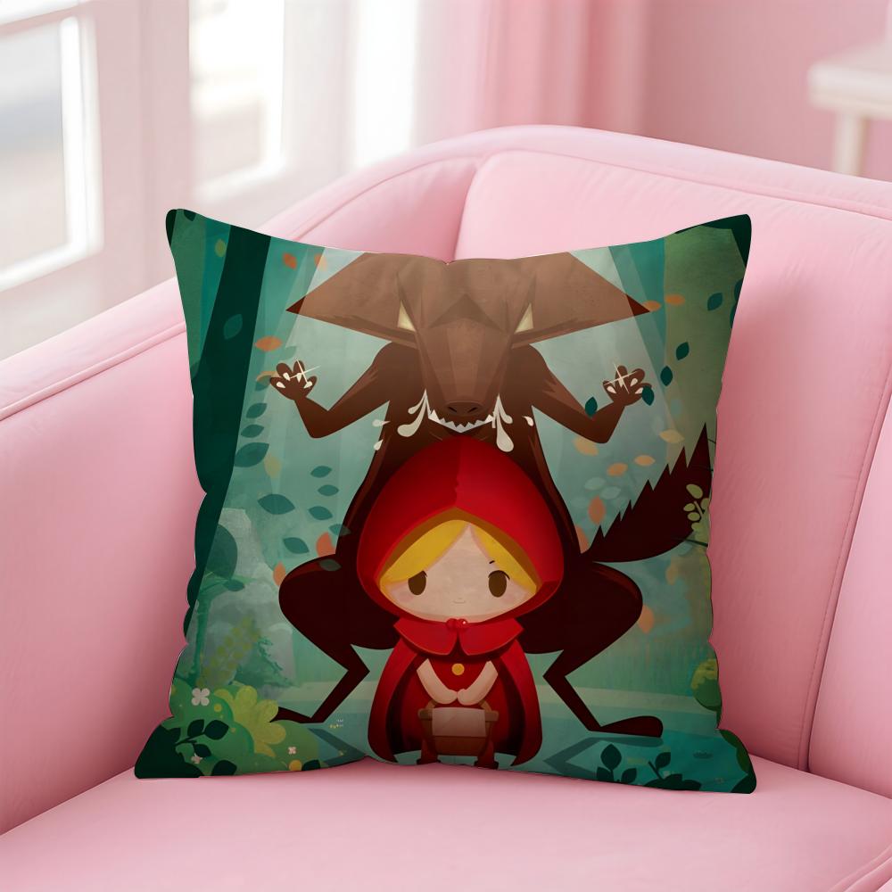 Cute Little Red Riding Hood Cushion Cover Pillowcase Short Plush Invisible zipper Room Sofa Cushion Cover