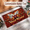 Music Drums Theme Soft Crystal Velvet Rug Custom Name & Text Print Non Slip Floor Rug for Bedroom Living Room