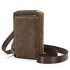 Retro Crazy Horse Leather Phone Bag Outdoor Portable Shoulder Crossover Multi Functional Waist Large Screen Phone Storage Bag
