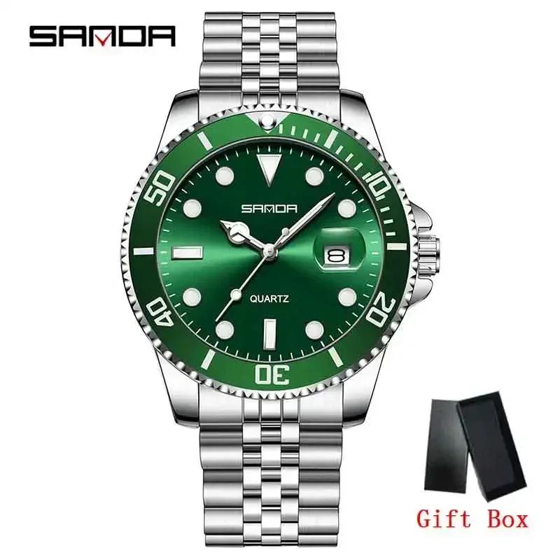 SANDA Men's Steel Strap Quartz Watch Sports Waterproof Single Calendar Business Simple And Men's Quartz Wristwatch