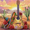 1000pcs/Puzzle Game for Endurance And Logic Training - Exquisite Puzzle - (Desert Sunset Colorful Guitar with Rose Cactus) Suitable for Living Room De