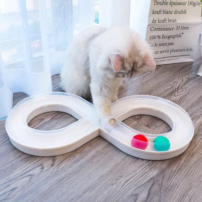 Interactief Kat Draaitafel Speelgoed - 8-vormig Baan Tunnel met Draaiende Bal Multi-Kat Speelhuis voor Binnen Kittens