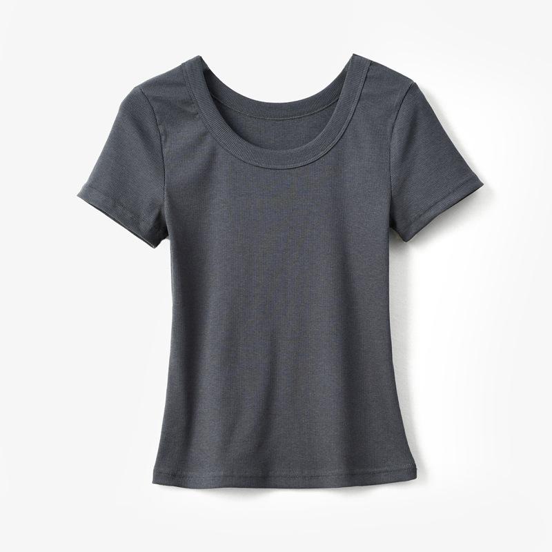 Excellent Cotton U-neck T-shirt Women Short Sleeve Summer New Loose Slim Senior Sense T-shirt Top Base Shirt
