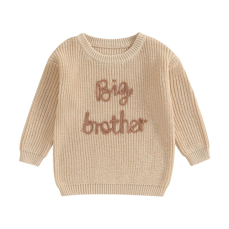 Boy Cute Sweater Children Baby Letter Embroidery Knitted Tops Kids Autumn Winter Pullover Sweaters Clothes