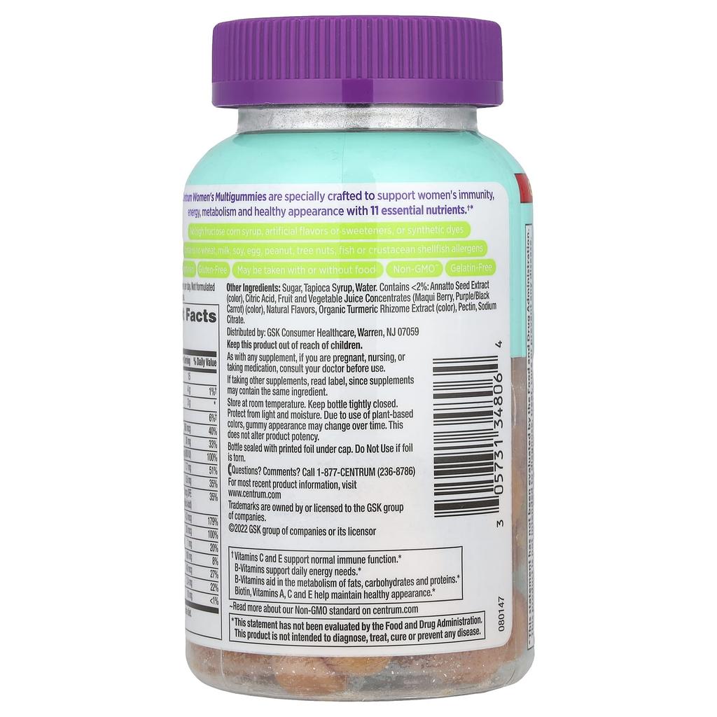 Centrum Women's Multi-gummy Jelly, Tropical Fruit, 100 Gummies