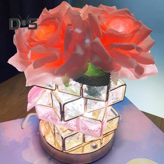 LED-Nachtlicht, wiederaufladbar, kabellos, Rosenlicht, 3 Beleuchtungsmodi, dimmbar, Blumenlampe, romantische Schlafzimmerdekoration