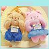 Adorable 4 Inch Denim Overall Cream Bear Plush Keychain Cute Hanging Decoration Gift