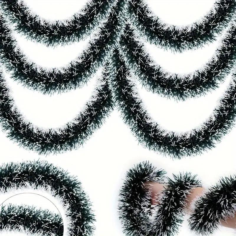 2M Christmas Garland Tinsel Decoration Green White Edge Snowflake Hanging Ornament Party Mall Kindergarten Home Festival Decor