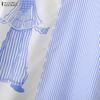 ZANZEA Women Casual Turn Down Collar Short Sleeve Stripe Blouse