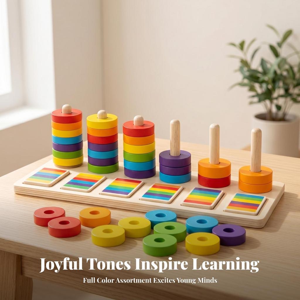Wooden Educational ColorSorting Toy FineMotor Color Matching Board