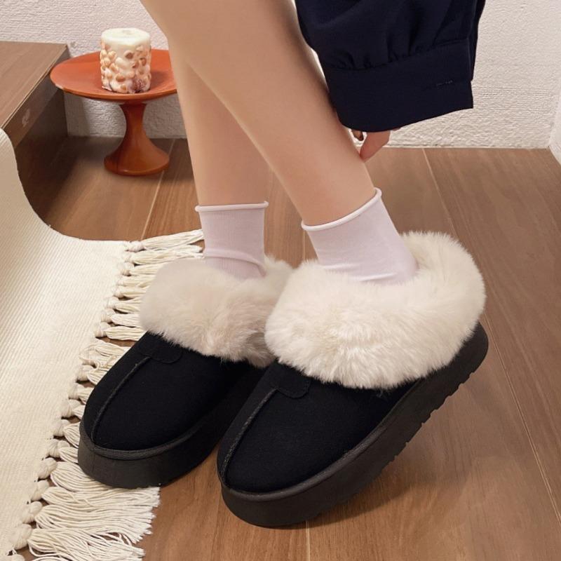 New Fleece and Thickened Warm Cotton Shoes, Women's Flip-top Short Snow Boots and Cotton Boots