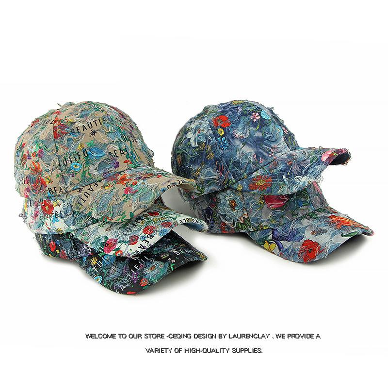 Printed Hat Women Baseball Cap Outdoor Sun Protection Hat Flower Cap