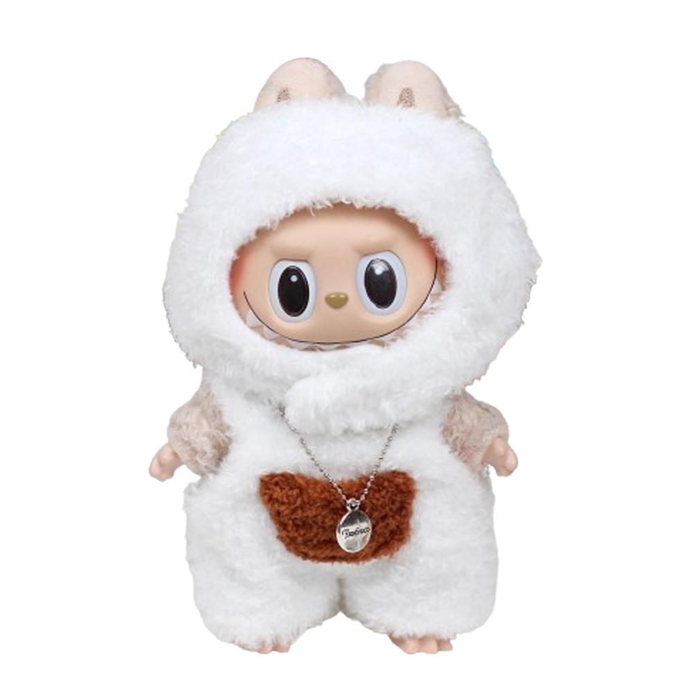 For 17cm Labubu Clothes Pendant Doll Outfit Clothes Monster Tail Heart Labubu Change To Zimomo Angel Cute Doll Clothes Toy Gift