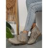 Fall New Style Rivet Fringed Boots for Export, Large Size Women's Round-toe Flat-bottom Short Boots