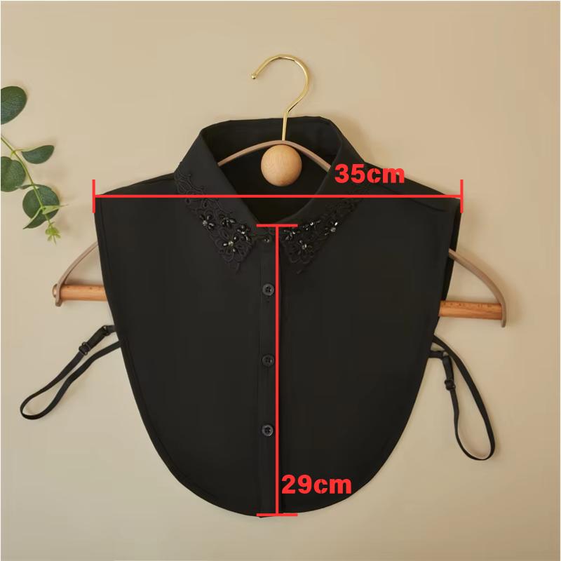 Fashion Organza Crystal Beaded Detachable Shirt Collar Women Dress Blouse Decoration Accessories False Collar