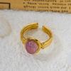 Retro Gold Color Irregular Metal Ring for Women Men Stainless Steel Natural Tiger Eye Opening Ring Aesthetic Dating Jewelry