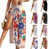 Cover Up Skirt Loose Fit Beach Cover Up Flower Print Lace-up Anti-UV Swimwear Cover Up Vacation Beachwear