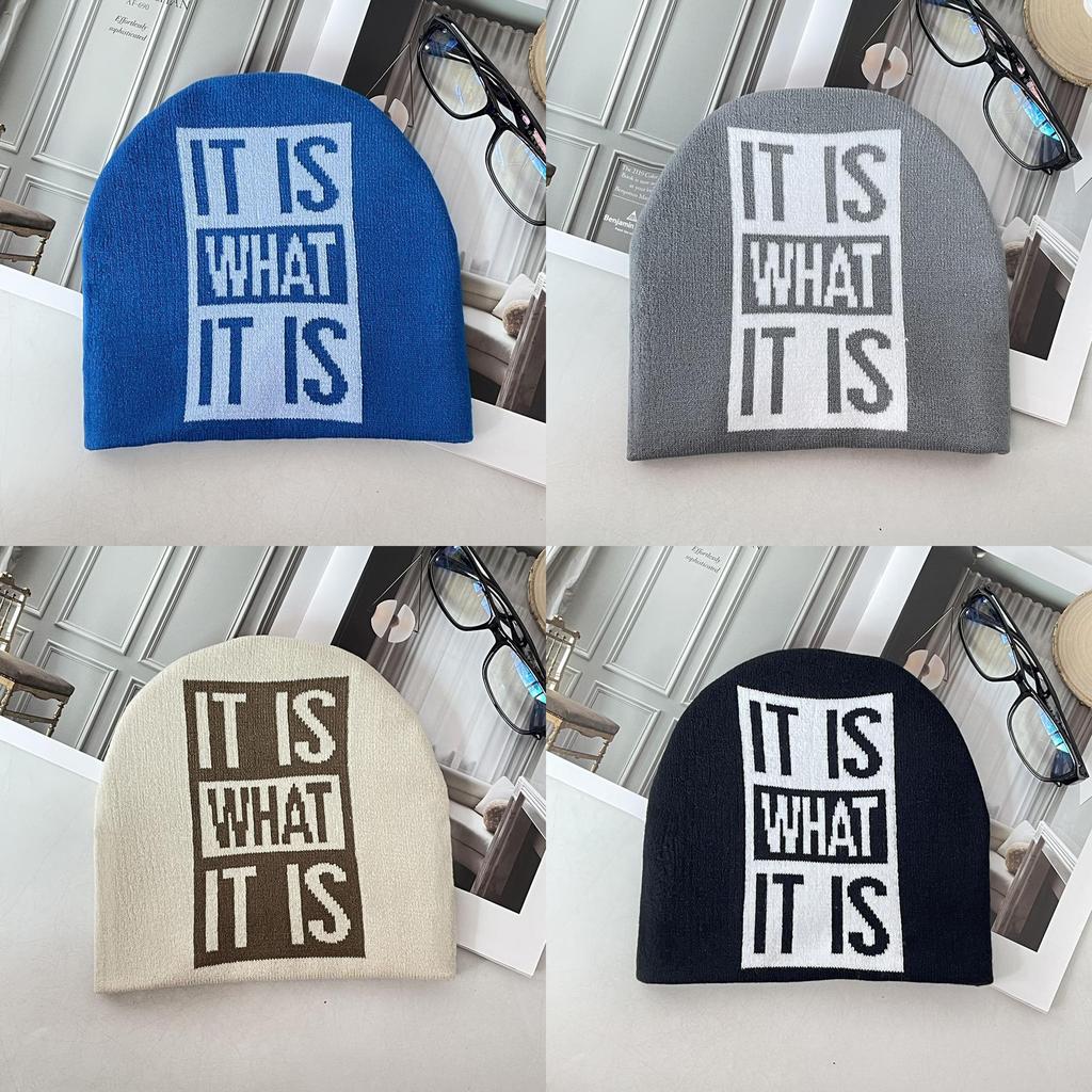 Knitted Hat For Winter With Warmth And Letter Design For Casual Outdoor Wear