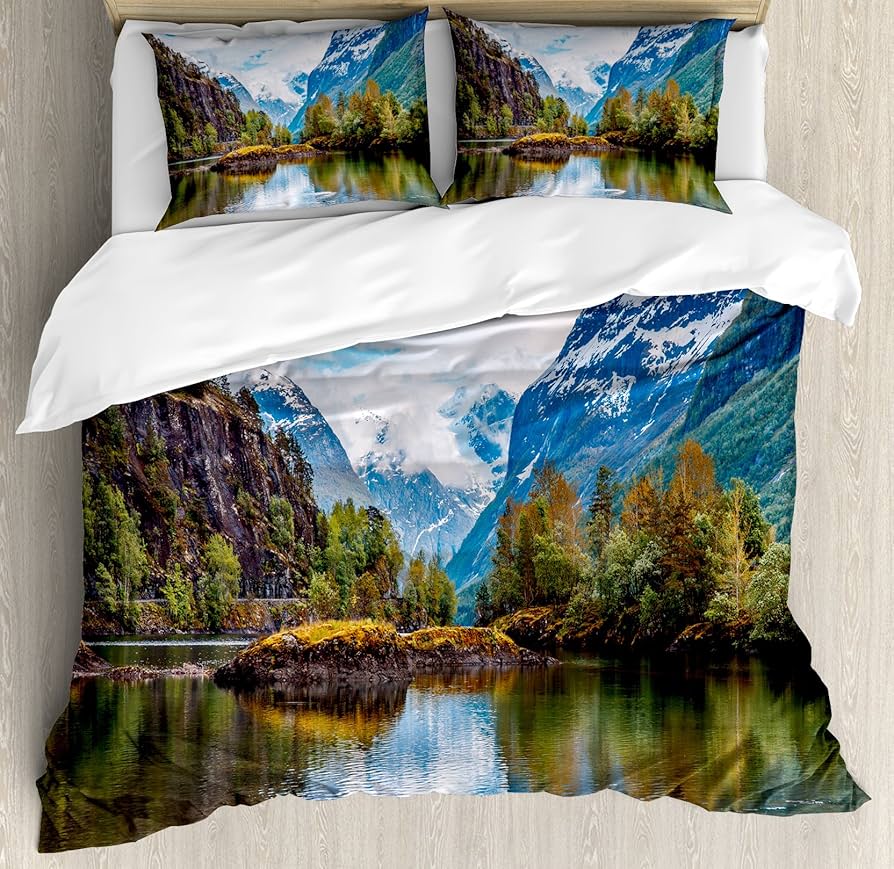 Forest Duvet Cover Magical Woodland Jungle Comforter Cover Dreamy Misty Scene Bedding Set For Girls Boys Full Queen King Size