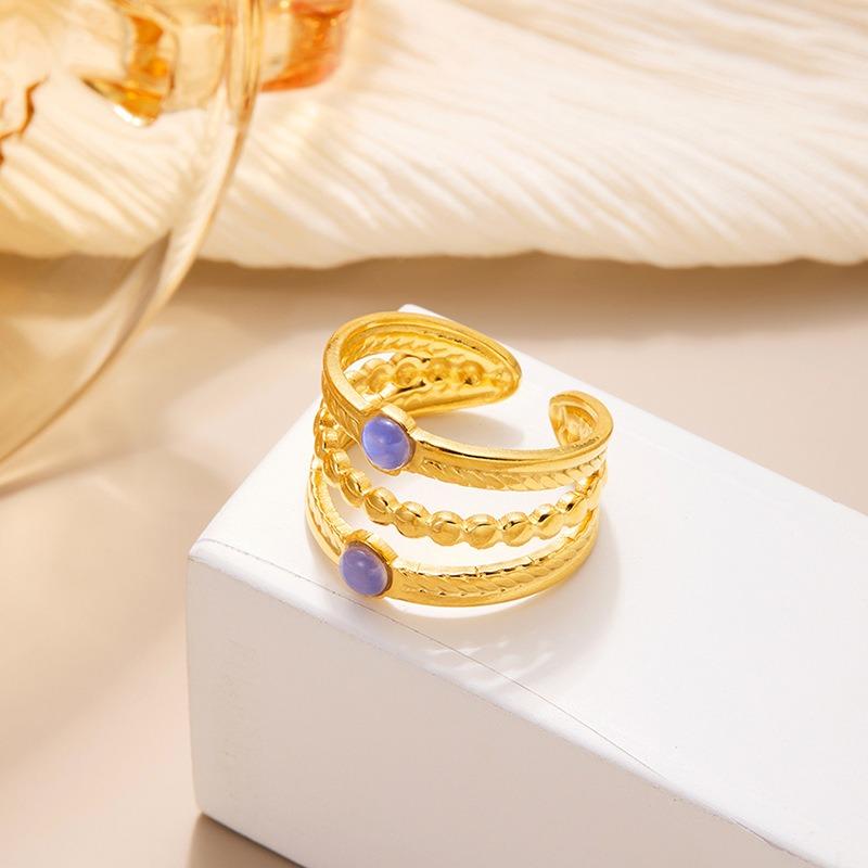 Europäischer und amerikanischer Titanstahlring mit Blumenöffnung, vergoldeter High-End-Zeigefingerring, farbenfroher, vielseitiger Ring, Schmuckgeschenk