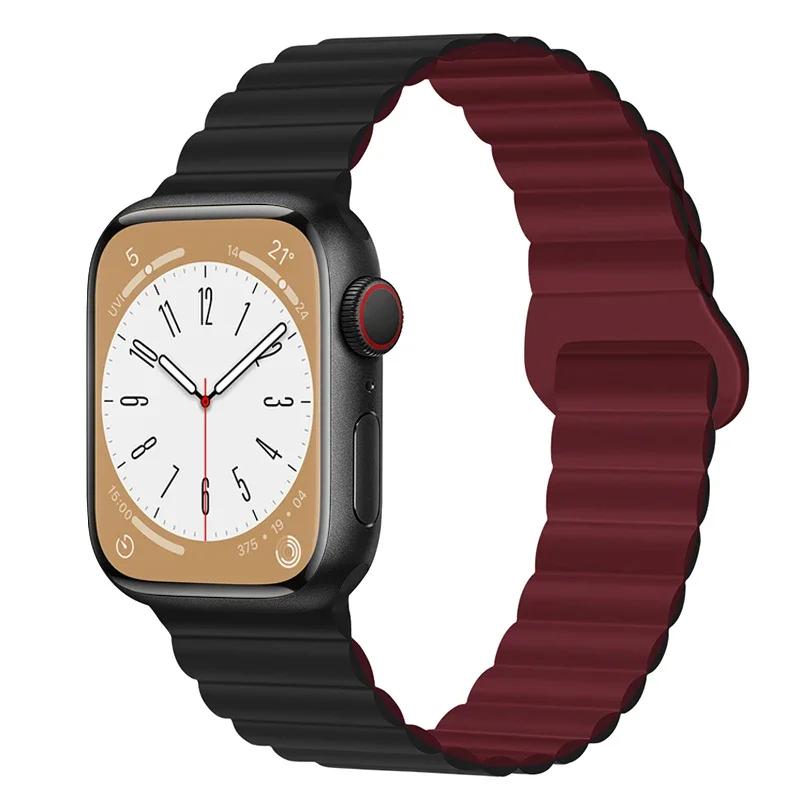 Magnetic Loop For Apple Watch Band 44mm Ultra 49mm 40mm 45-41mm Silicone Bracelet iWatch 10 9 8 7 6 5 SE For Correa Apple Watch
