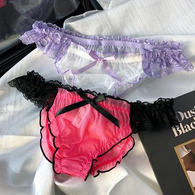 Seksi Şeffaf Dantelli Üçgen Külot Düşük Bel Kadın Külotu