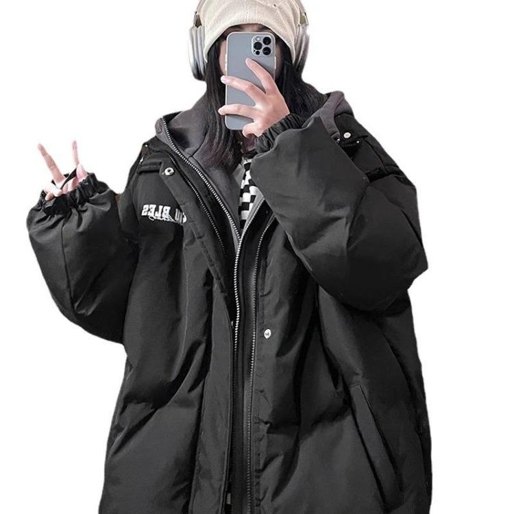 Damen Winter Freizeit Kapuzen Enten Daunenfeder Jacke Buchstabe Gedruckt Verdickt Winddicht Puffer Mantel Streetwear Oberbekleidung