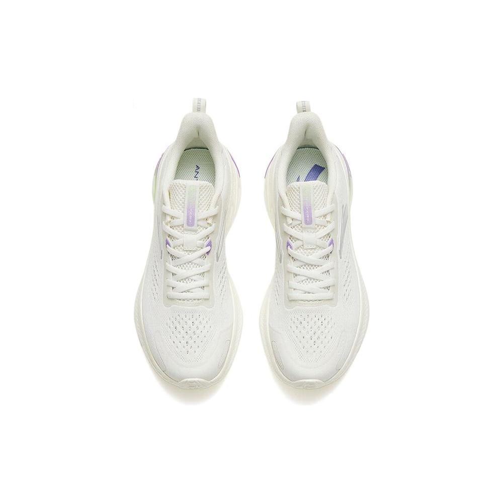 New Anta Elastic Adhesive Anti Slip Wear Resistant Low Top Running Shoes Women's Ivory White Silver 122325542-1