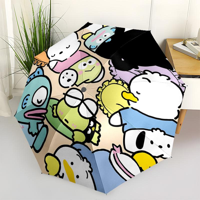 1pc Keroppi & Friends Automatic Folding Umbrella - Portable 3-Fold Design, 8-Bone Iron Frame Outdoor Umbrella, Perfect Gift for Fans, Travelers, Daily
