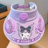Sanrio Kity Fan Sunscreen Wide-brimmed Hat for Summer Large Brimmed Sun Hat Kuromi