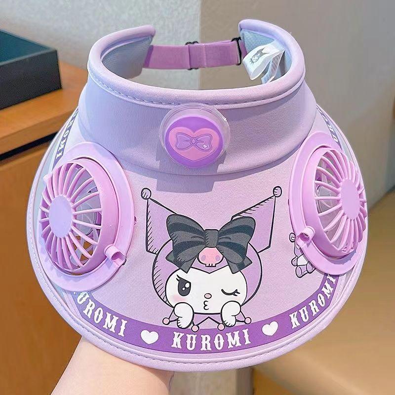 Sanrio Kity Fan Sunscreen Wide-brimmed Hat for Summer Large Brimmed Sun Hat Kuromi