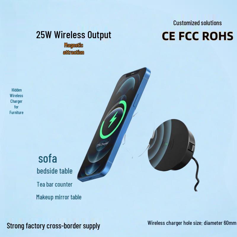 25W Magnetic Hidden Desktop Wireless Charger