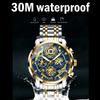 BINBOND Luxury Men's Quartz Watches Stainless Steel Date Chronograph Men Wristwatch Waterproof Luminous Fashion Man Watch