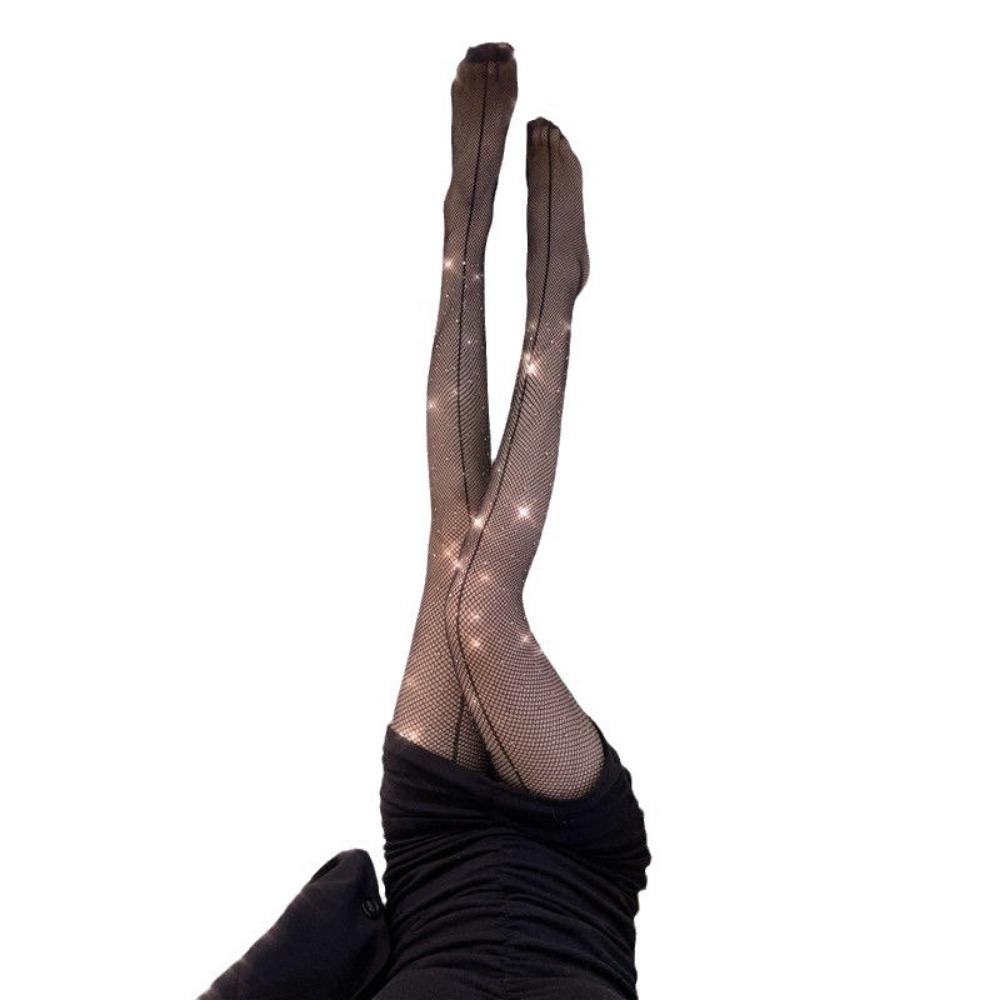 Cross-border with Line After Vertical Line Sexy Hot Diamond Mesh Socks, Diamond Mesh Fishnet Pantyhose Black Small Mesh Socks