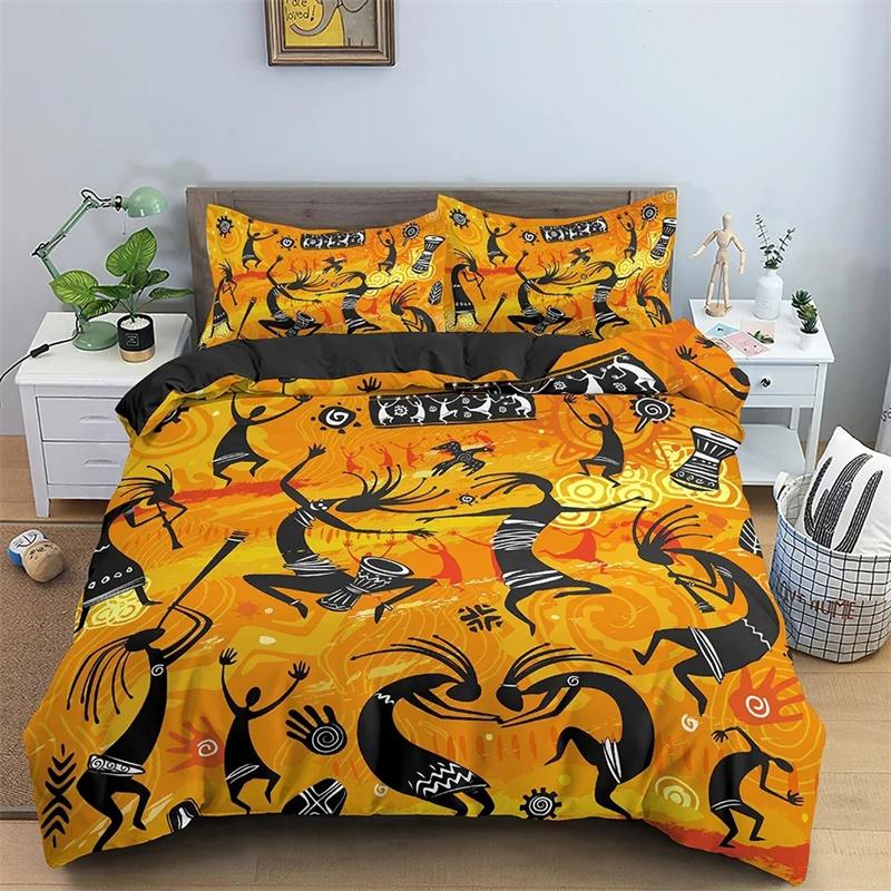 Ethnic Dancing Bedding Set Queen King Size Duvet Cover Pillowcase 3PCS Beautiful Woman Profile Design