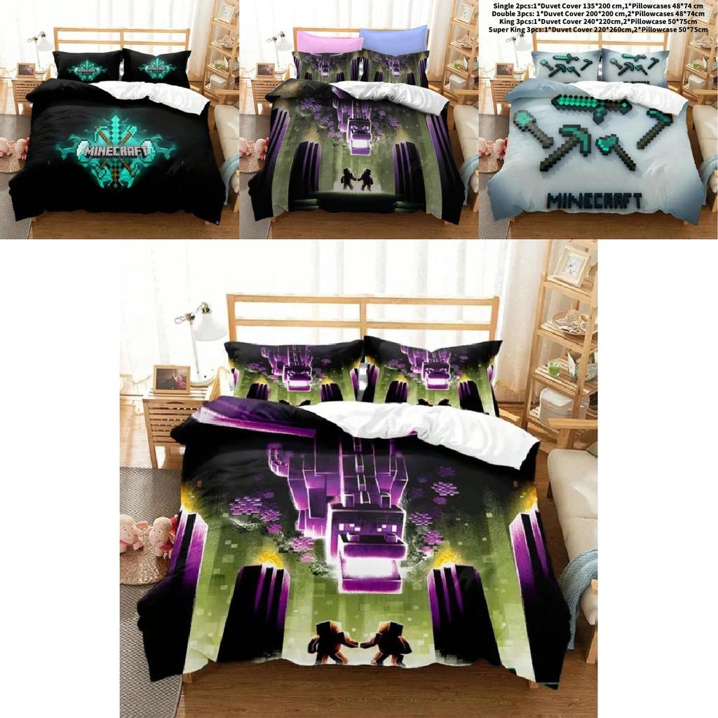 Minecraft Bedding Set With Cotton Fabric And Active Dye For 20m Bed Decor Gift