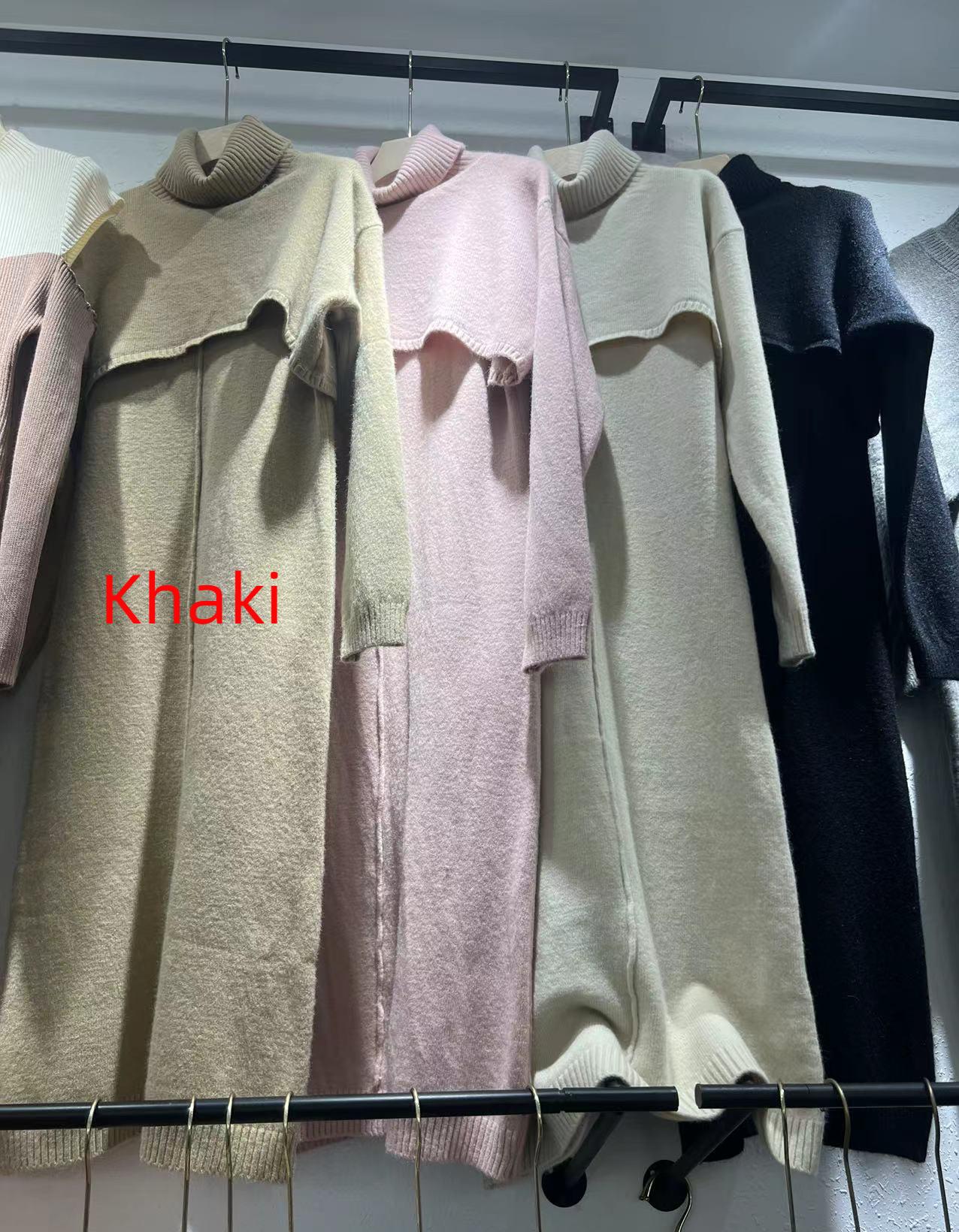 

Вязаный жилет, платье, комплект, свободный повседневный свитер, женский комплект из двух предметов one size хаки