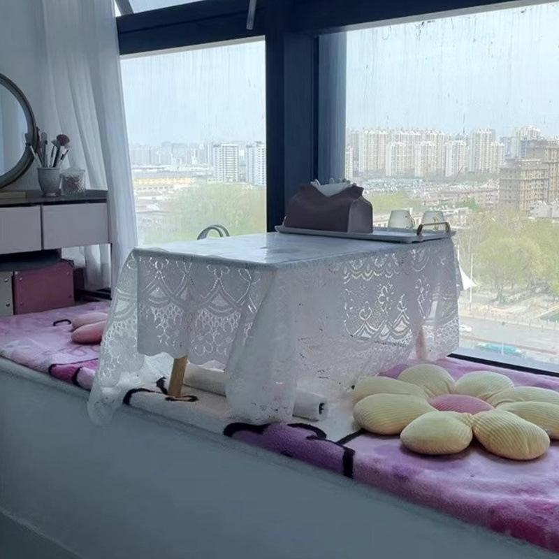 Vintage White Lace Tablecloth Tea Table Bedside Table Washing Machine Refrigerator Rectangular Dust Cover Cloth Sofa Decoration Dust Towel Home Decora